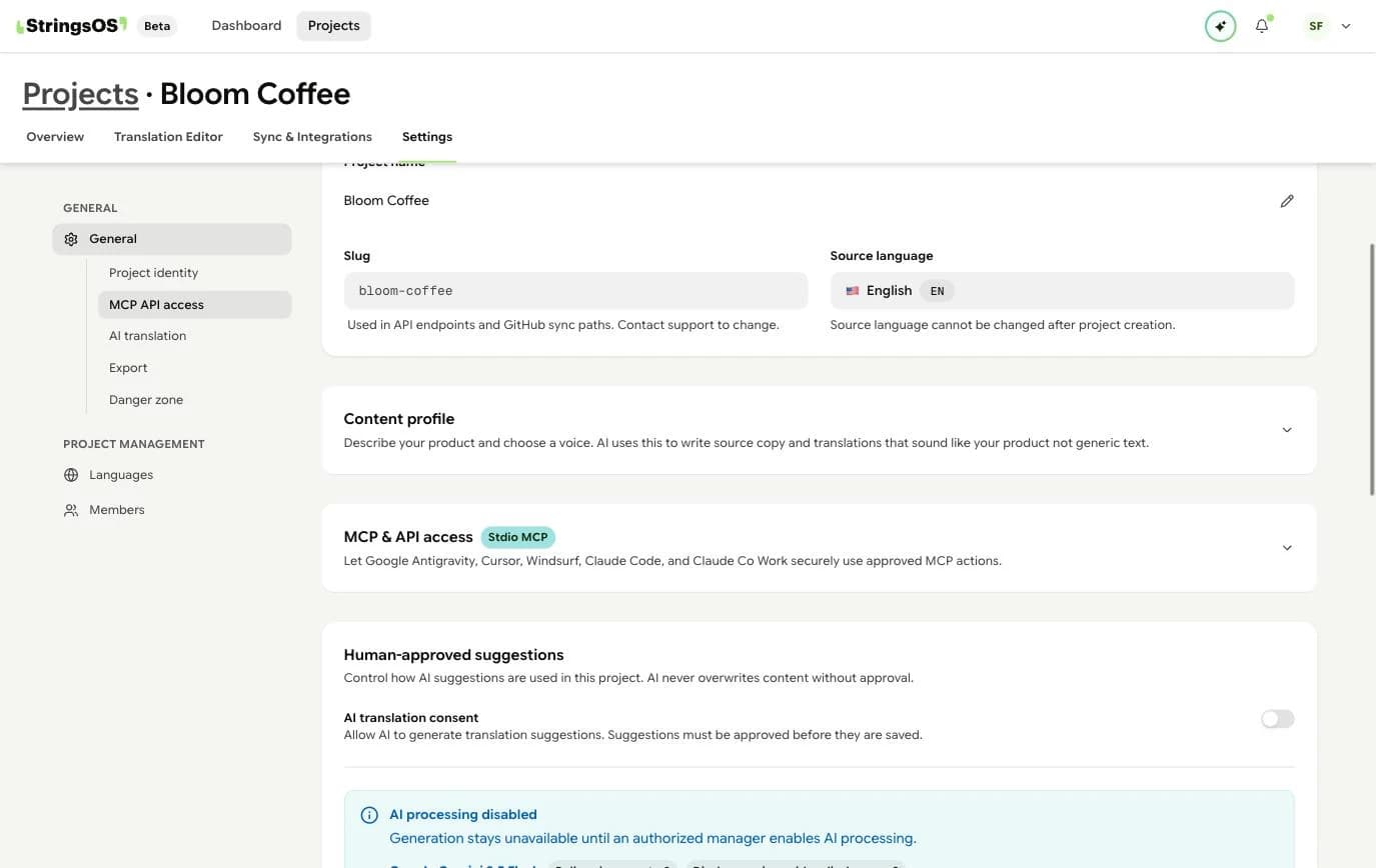 StringsOS API and agents navigation